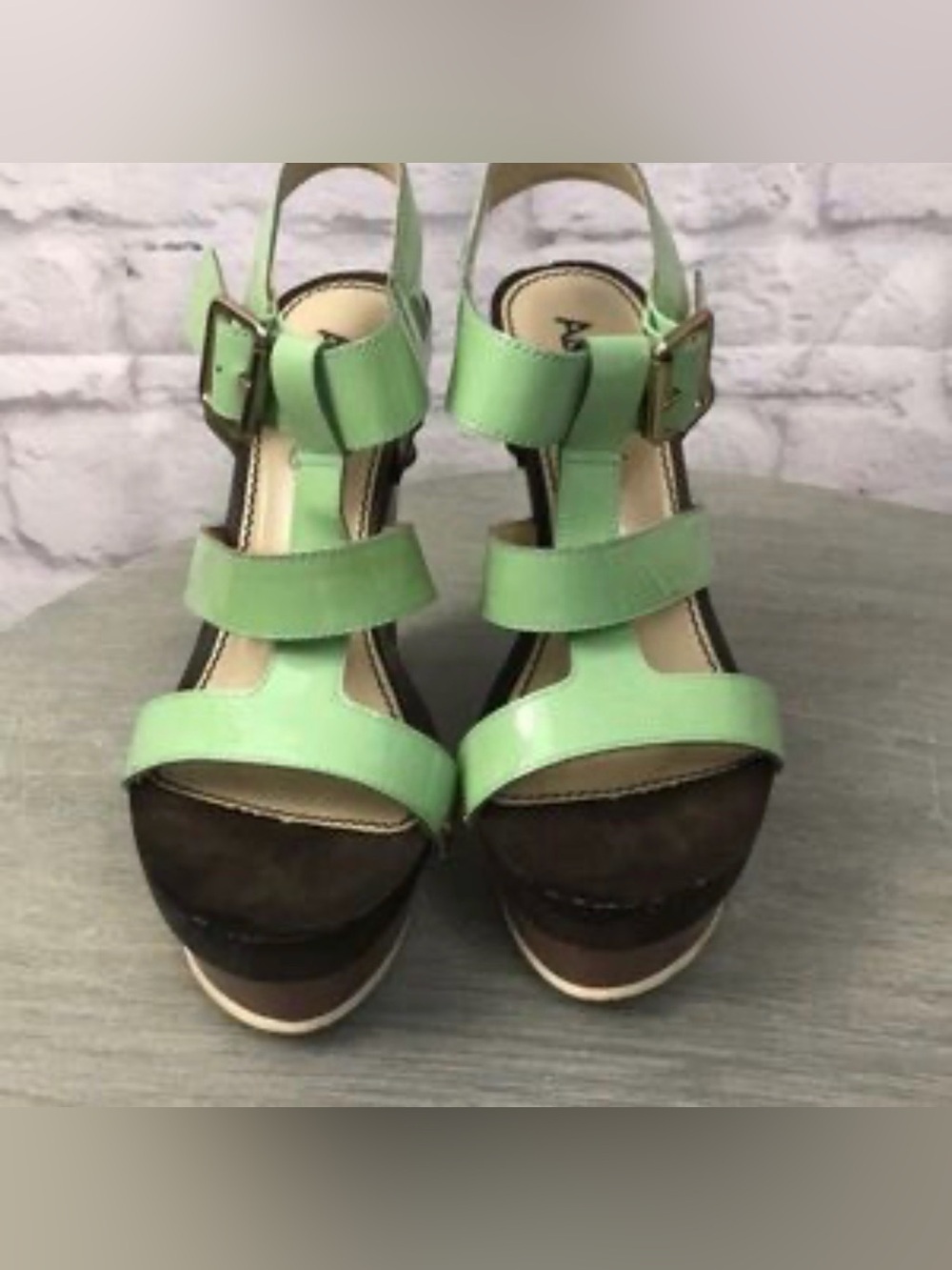 ABS Allen Schwartz Mint Green Platform Sandals